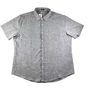 Coofandy Men's Short Sleeve Button Up‎ Shirt XL Gray Linen Blend Casual Summer